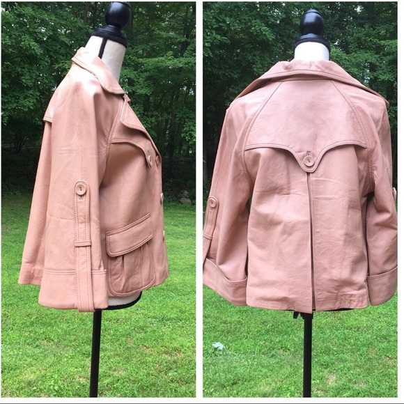 HAYDEN HARNETT “Nora” Leather Swing Trench - Blush - Picture 2 of 4